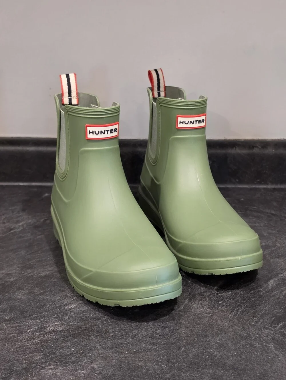 Hunter Size 10 Wedge Short Green Rain Boots
